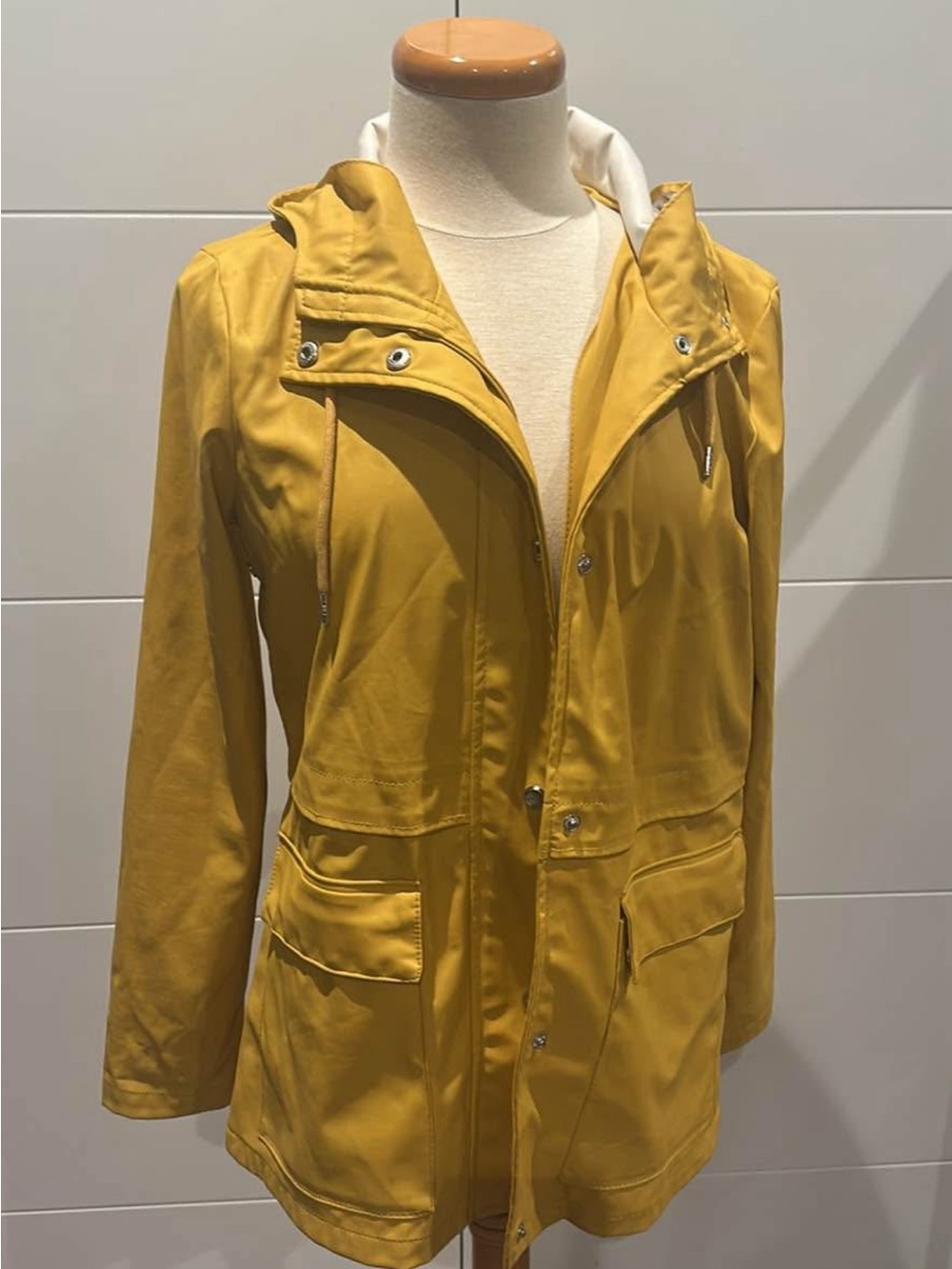 Mustard Yellow Lightweight Hooded Rain Jacket
